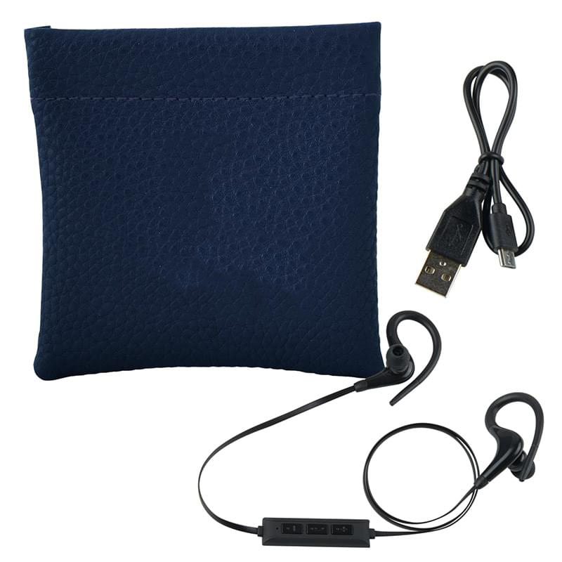 Leatherette Squeeze Tech Pouch With Wireless Earbuds 4