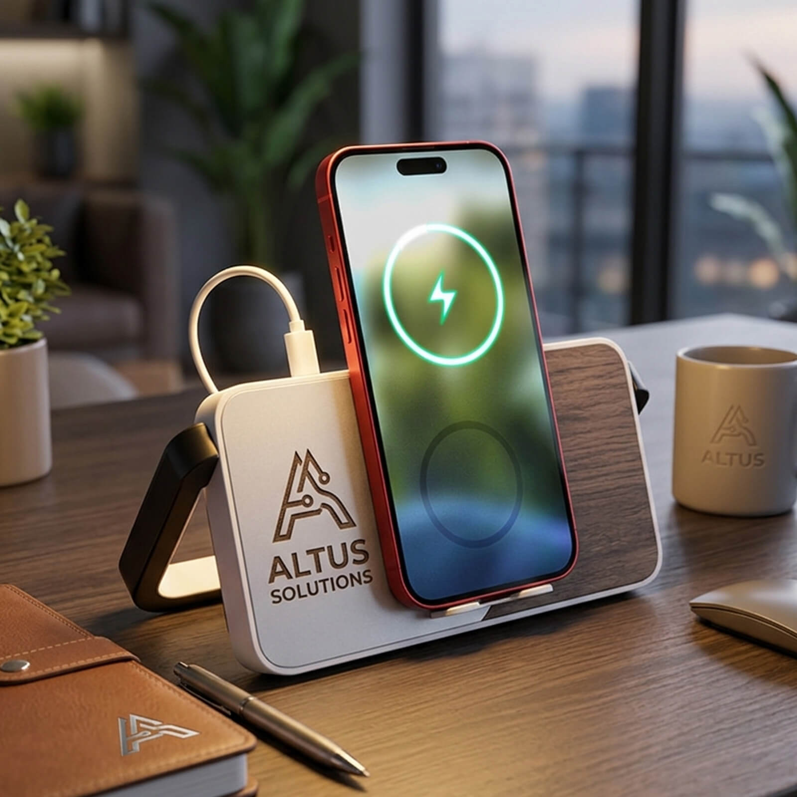 Chi-Charge Phone Stand with Warm Light Lamp