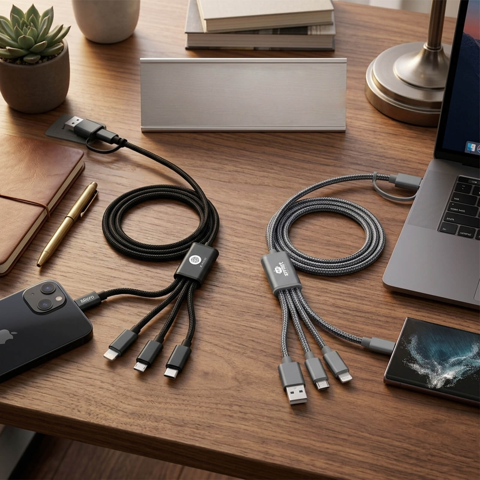 Connect Reach 5ft 3-in-1 Braided Charging Cable with Type-C Input