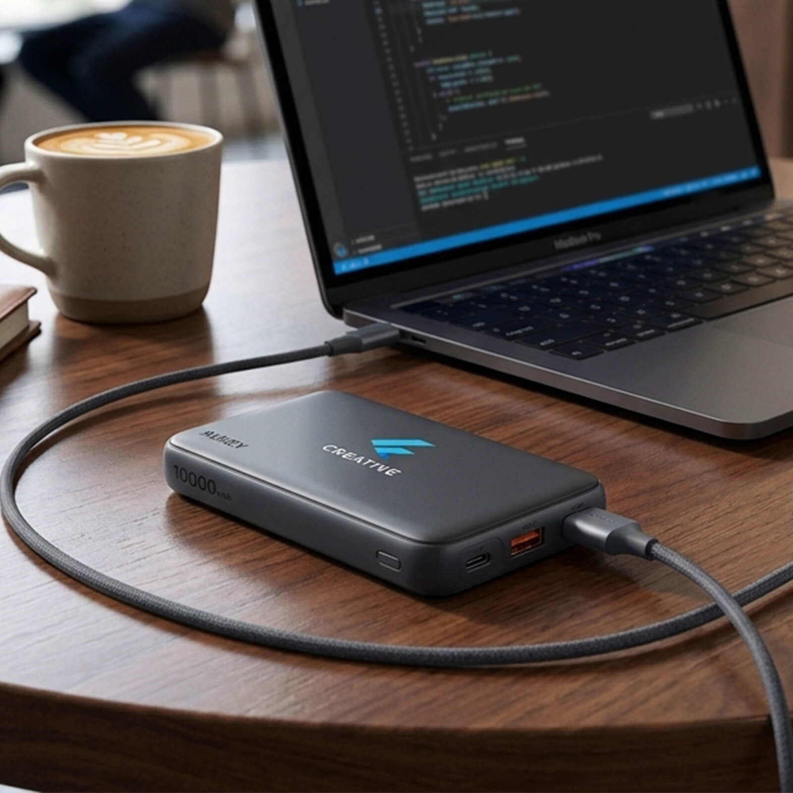 AUKEY Spark Sling 10,000 Lite Slim Power Bank with Built-in USB-C Cable