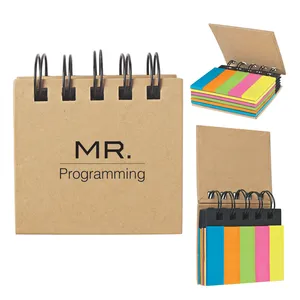 Spring Notebook with Neon Colored Sticky Notes and Flags