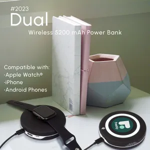 Dual wireless 5200 mAh power bank - compatible with Apple Watch®, iPhone, and Android Phones