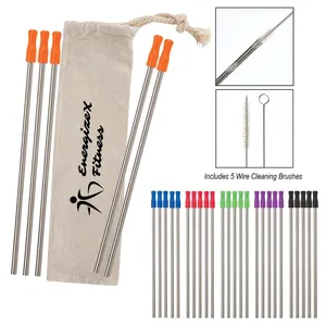 5-Pack Stainless Straw Kit with Cotton Pouch