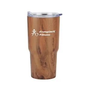 Contoured 20 oz Wood Tone Stainless Steel Tumbler