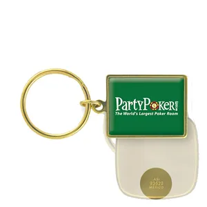 Keychain - Rectangle Solid Brass Domed (1 1/8 inch x 1 1/2 inch)