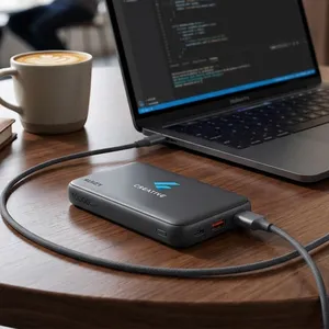 AUKEY Spark Sling 10,000 Lite Slim Power Bank with Built-in USB-C Cable