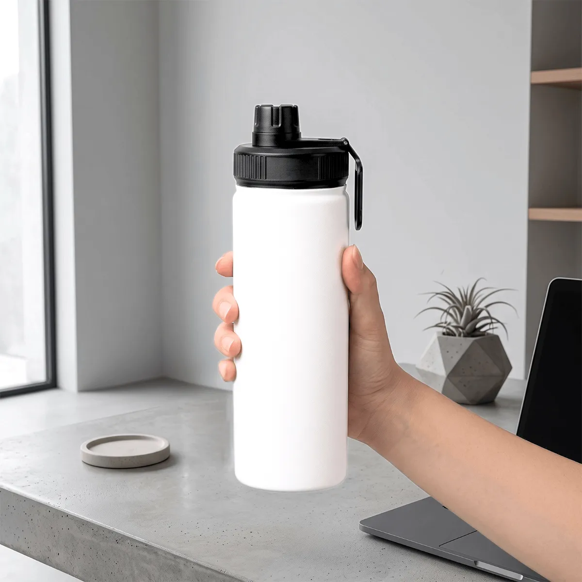 Stainless Steel Water Bottle, Sports Lid Front