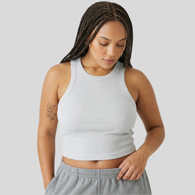 Women's Micro Rib Racer Tank Top Front