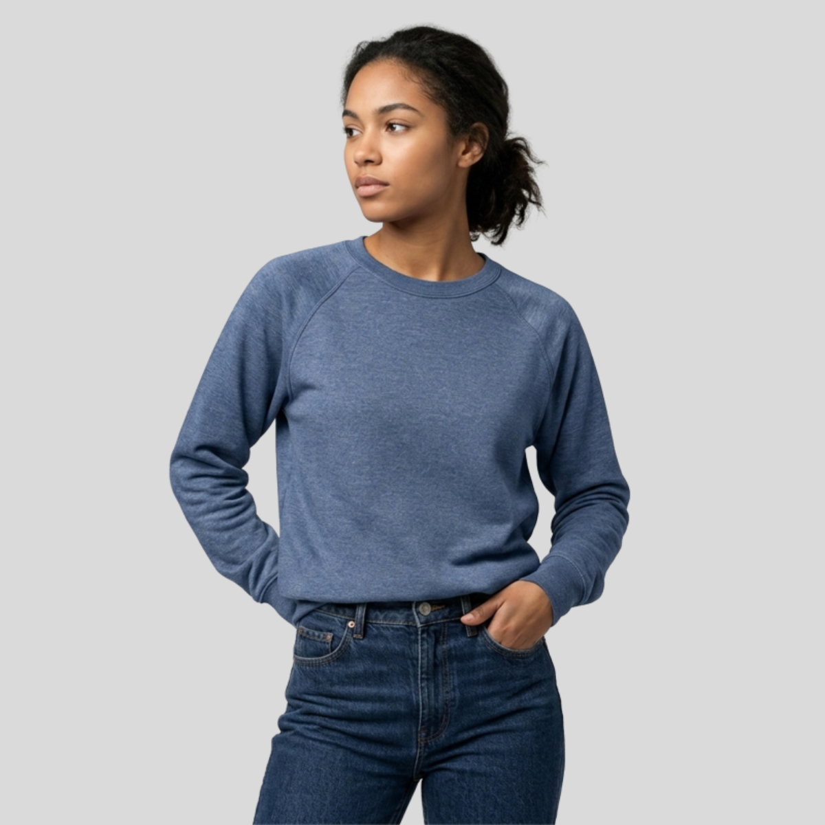 Unisex French Terry Raglan Crewneck Front