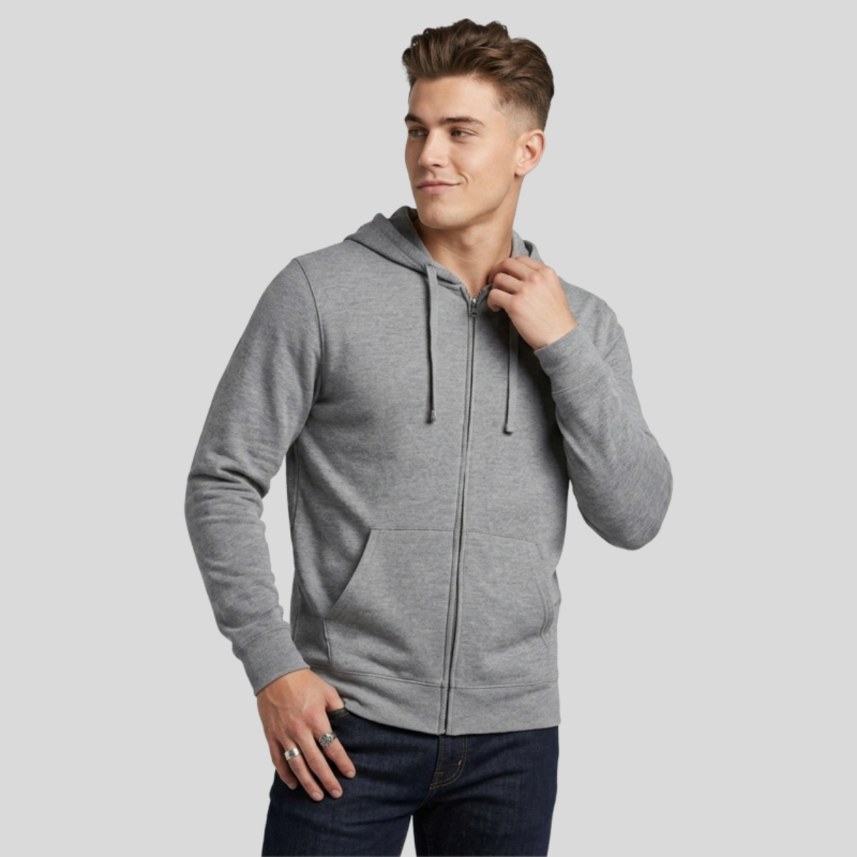 District® Unisex Jersey Full-Zip Hoodie Front
