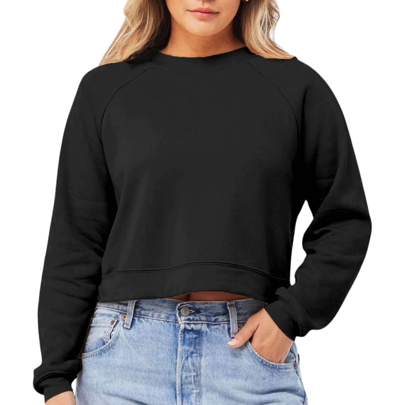 Women's Cropped Fleece Pullover Front