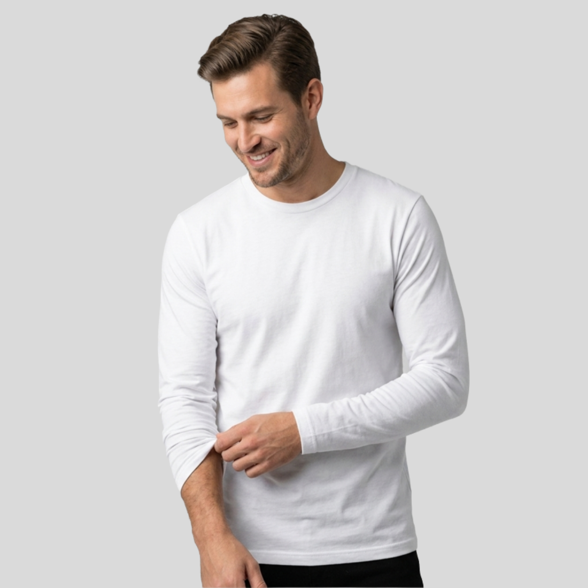Next Level Apparel Men's Cotton Long-Sleeve Crew Front
