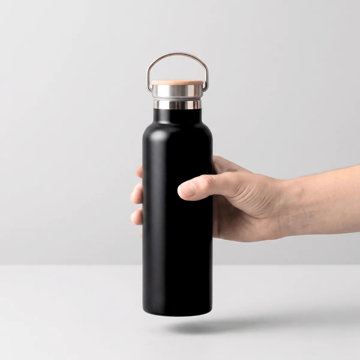 Prime Line 20oz Vacuum Bottle With Bamboo Lid Front