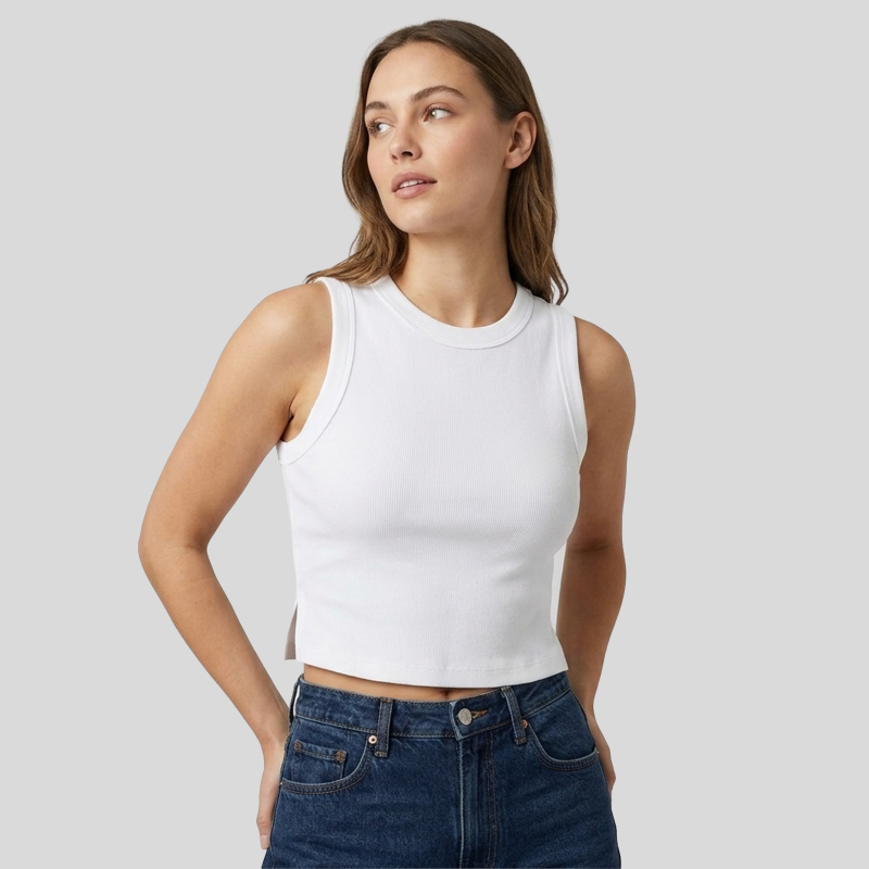 Bella + Canvas Ladies' Micro Rib Muscle Crop Tank Front