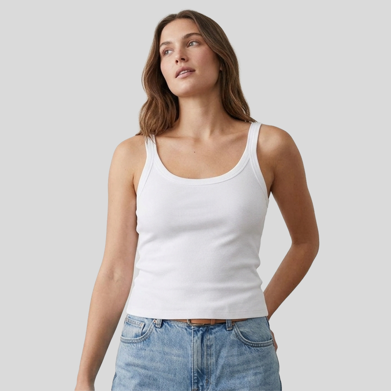Bella + Canvas Ladies' Micro Ribbed Scoop Tank Front