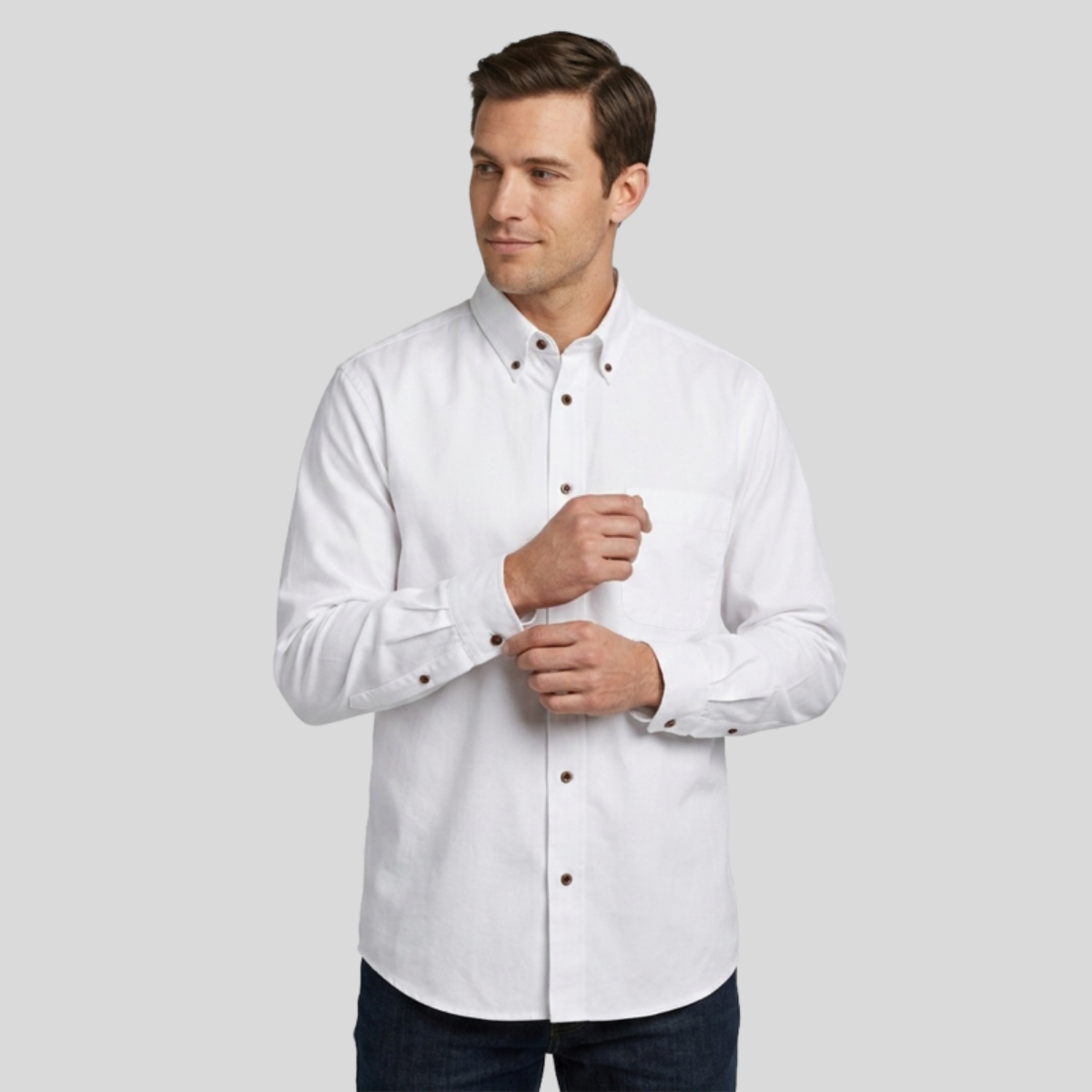Harriton Men's Easy Blend™ Long-Sleeve Twill Shirt with Stain-Release Front