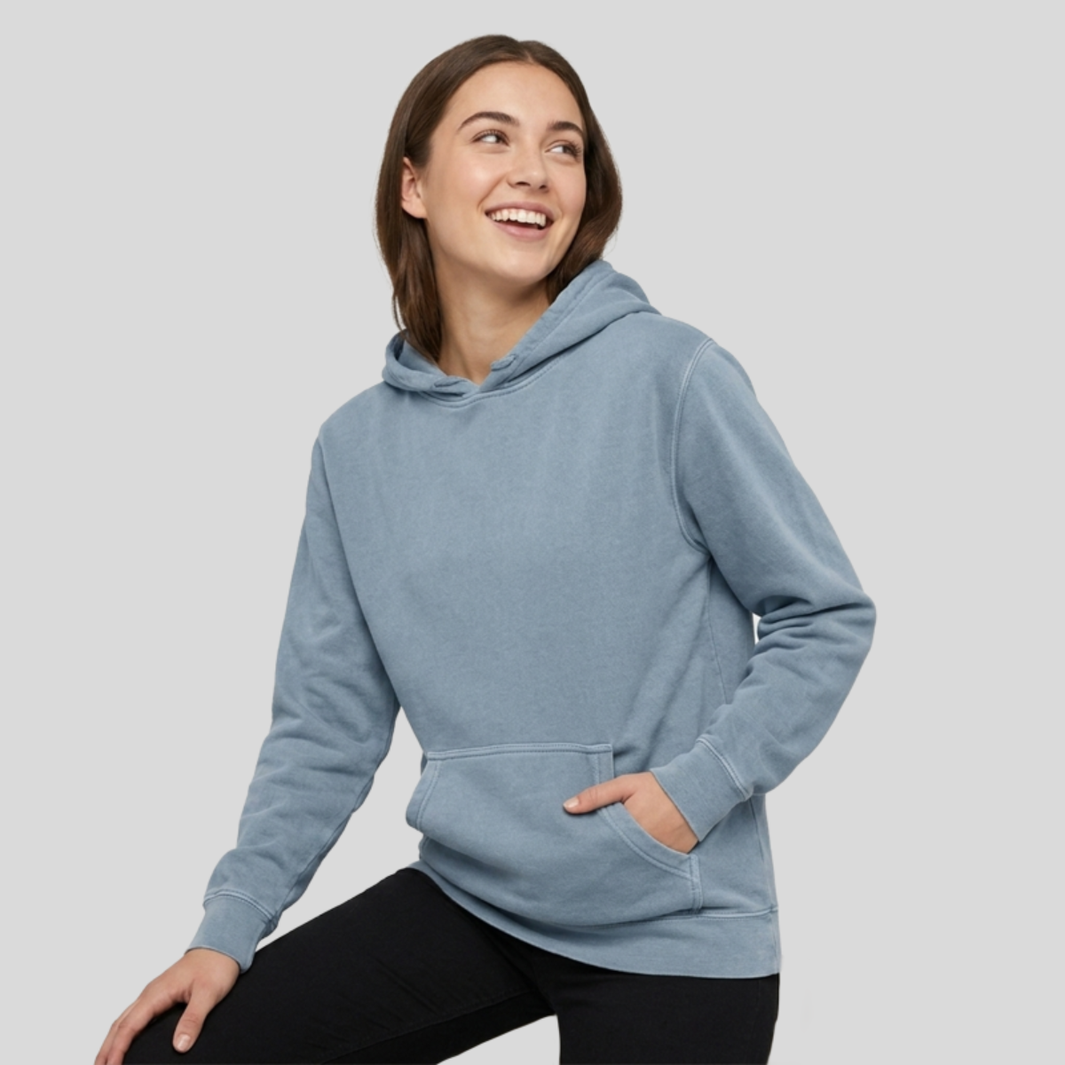 Midweight Pigment-Dyed Hooded Sweatshirt Front