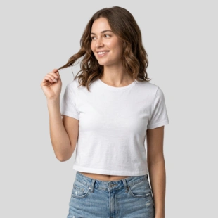 Bella + Canvas Ladies' Poly-Cotton Crop T-Shirt Front