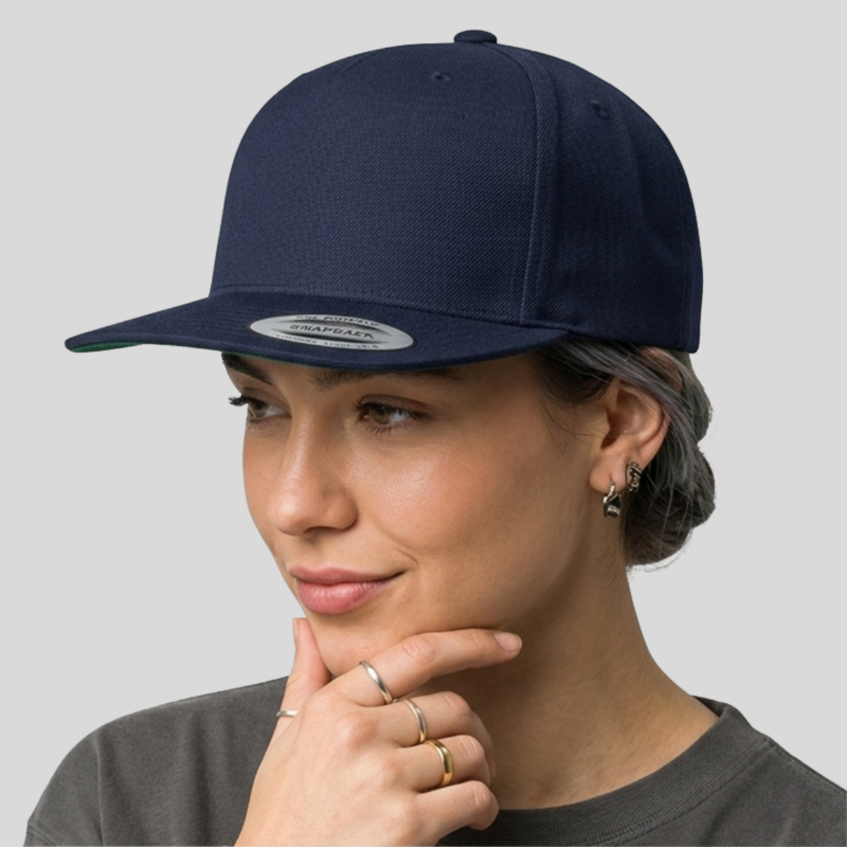 Premium Five-Panel Snapback Cap Front