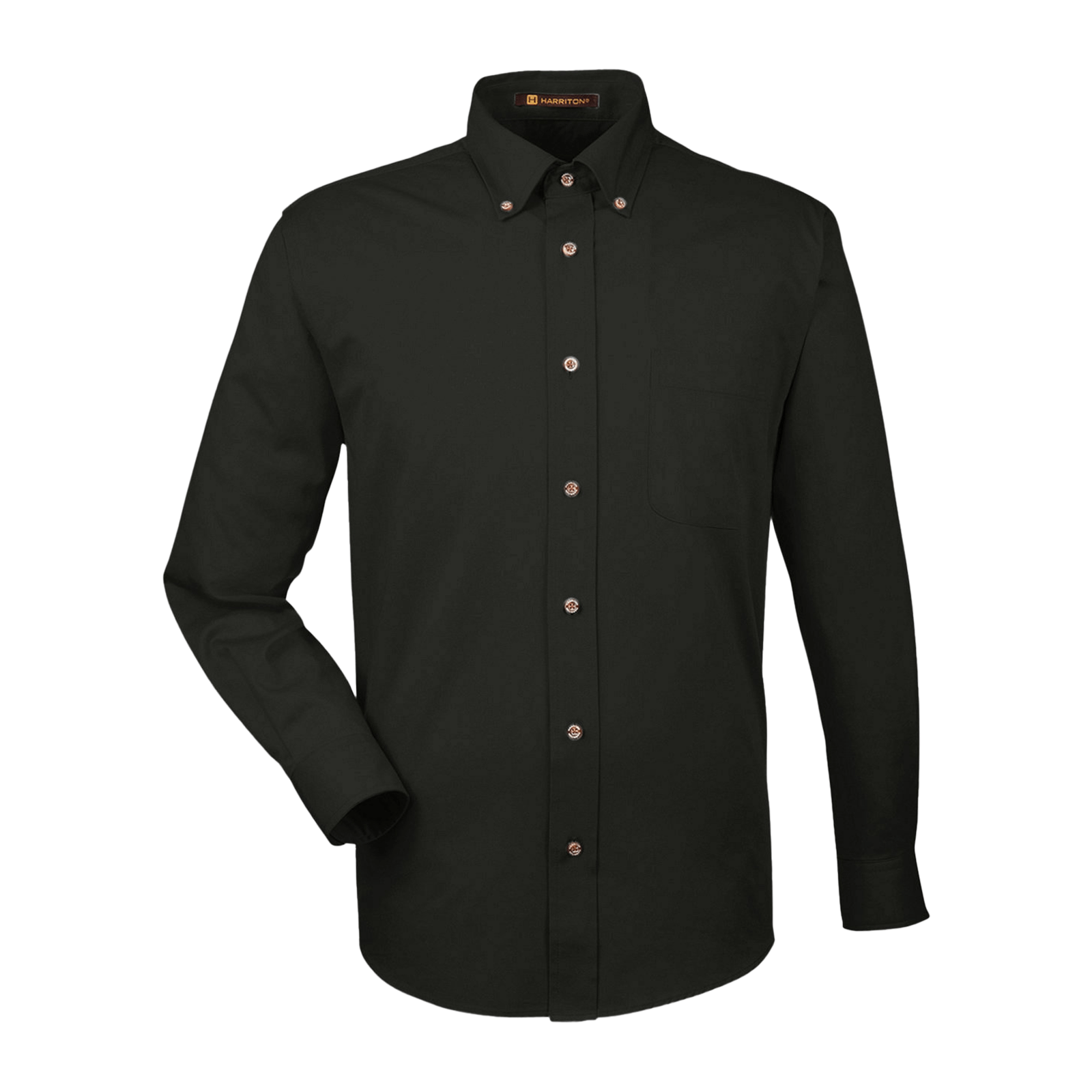 Harriton Men's Easy Blend™ Long-Sleeve Twill Shirt with Stain-Release Front