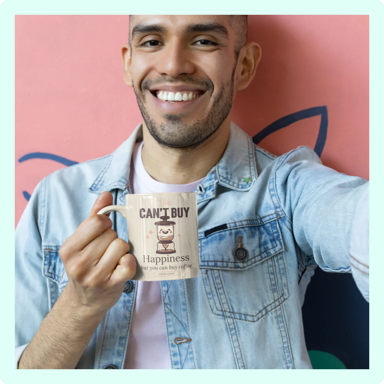 Man holding a custom printed mug