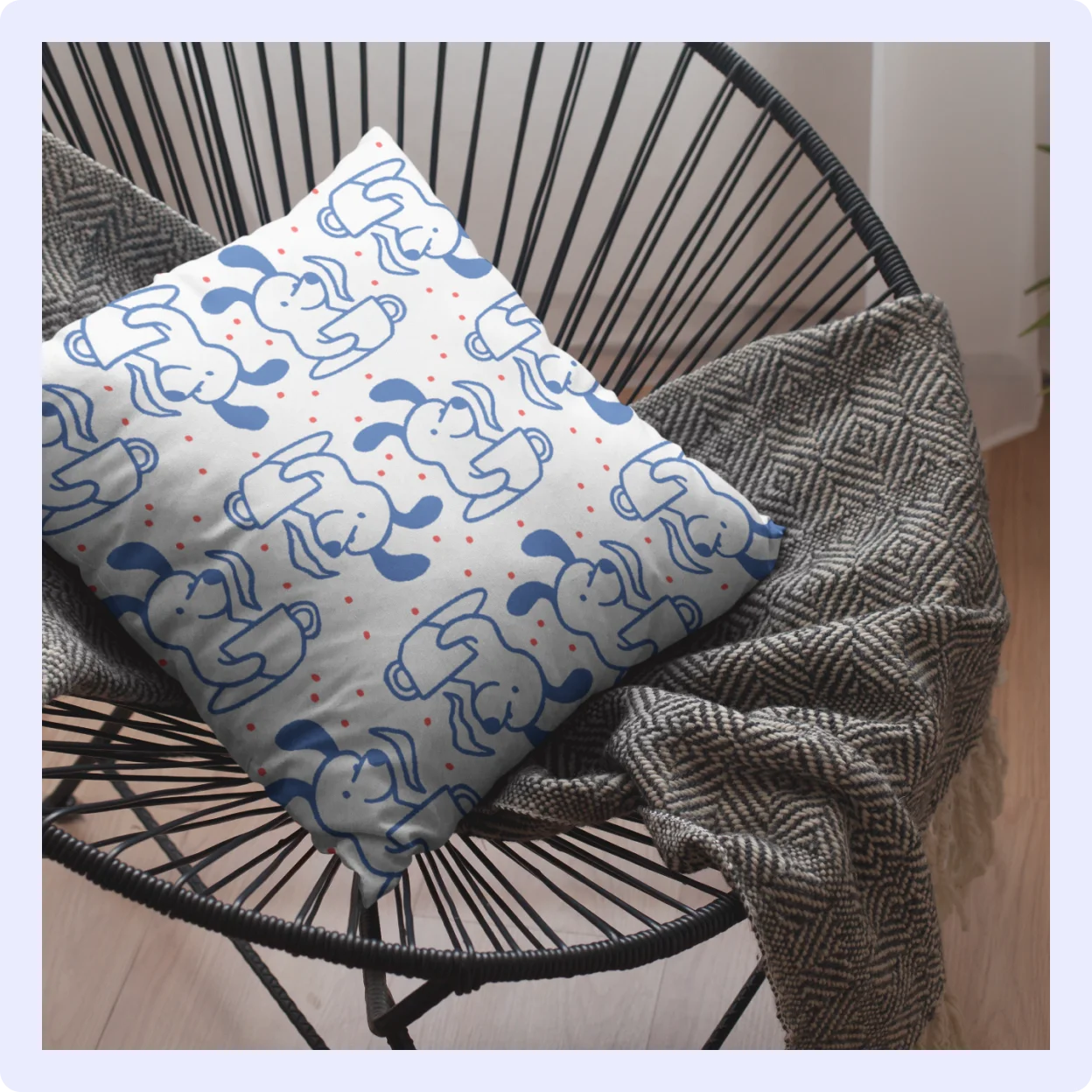 Custom pillow laying on a sofa