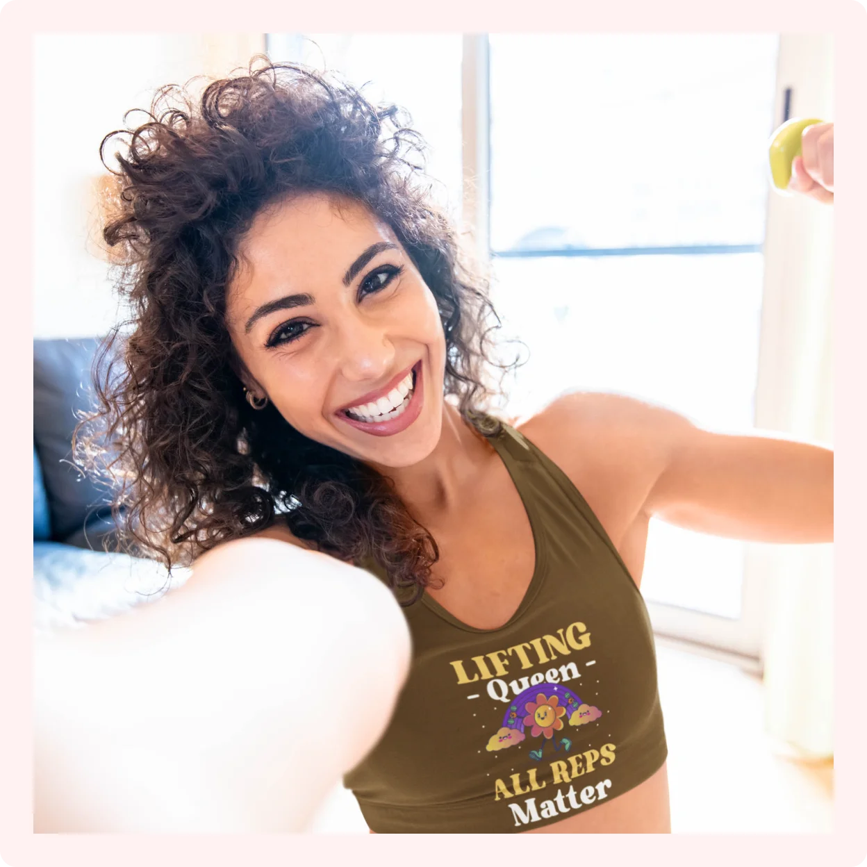Woman wearing custom sports apparel