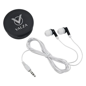 Earbuds in Round Plastic Case view 2