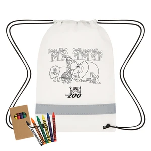 Lil Bit Reflective Coloring Drawstring Bag with Crayons view 1