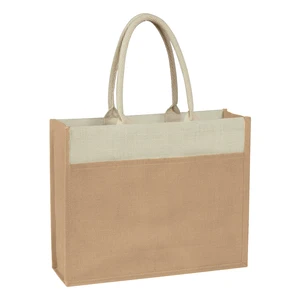 Jute Tote Bag with Front Pocket view 1