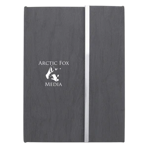 Woodgrain Padfolio with Sticky Notes and Flags view 1