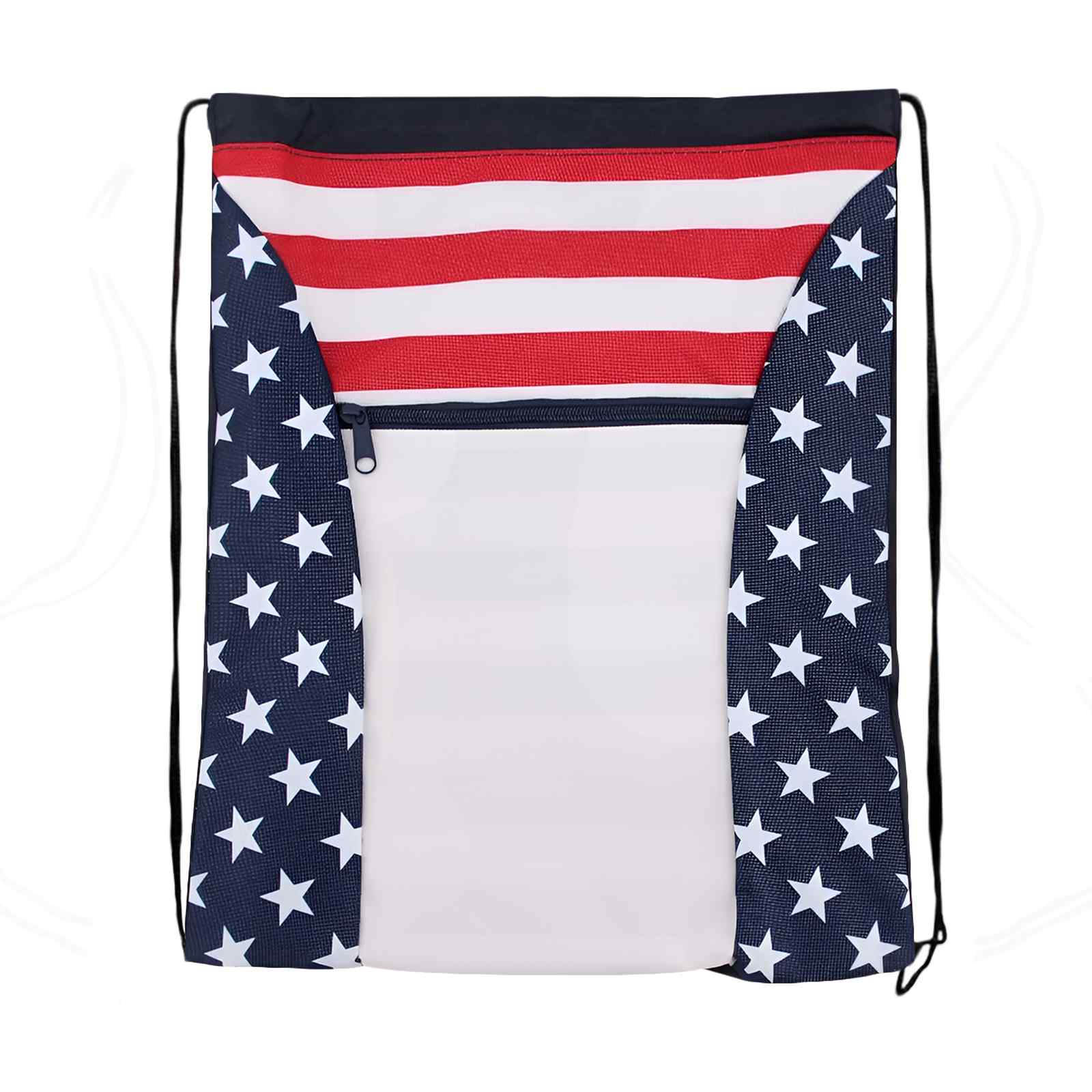 Custom American Flag Drawstring Tote Bags view 1