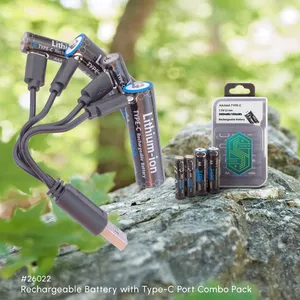 Rechargeable AA/AAA Battery with Type-C Port Combo Pack