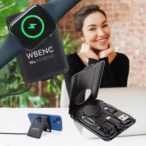 Chi-Charge Cable Card with Watch Charger - Collapsible Wireless Charging Stand and Charging Cable Carrier