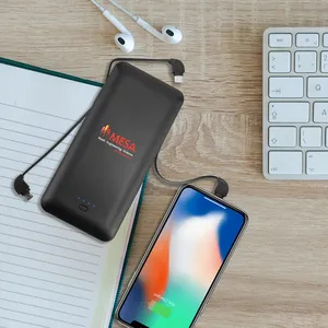 Charge All 10k - 10,000 mAh Power Bank with Integrated Charging Cables and AC Plug