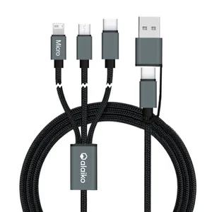 Connect Reach 5ft 3-in-1 Braided Charging Cable with Type-C Input