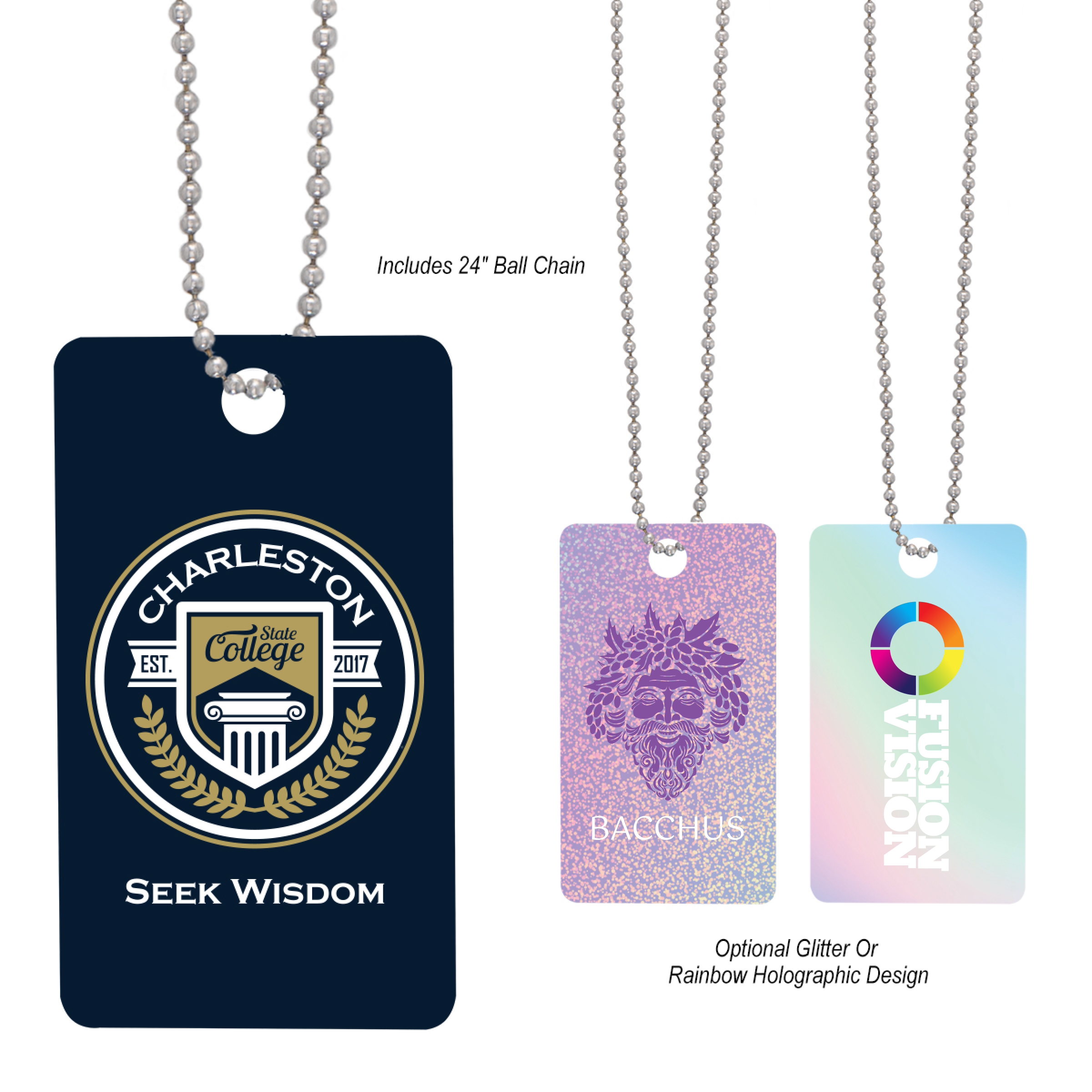 Acrylic Charm With Chain - Rectangle