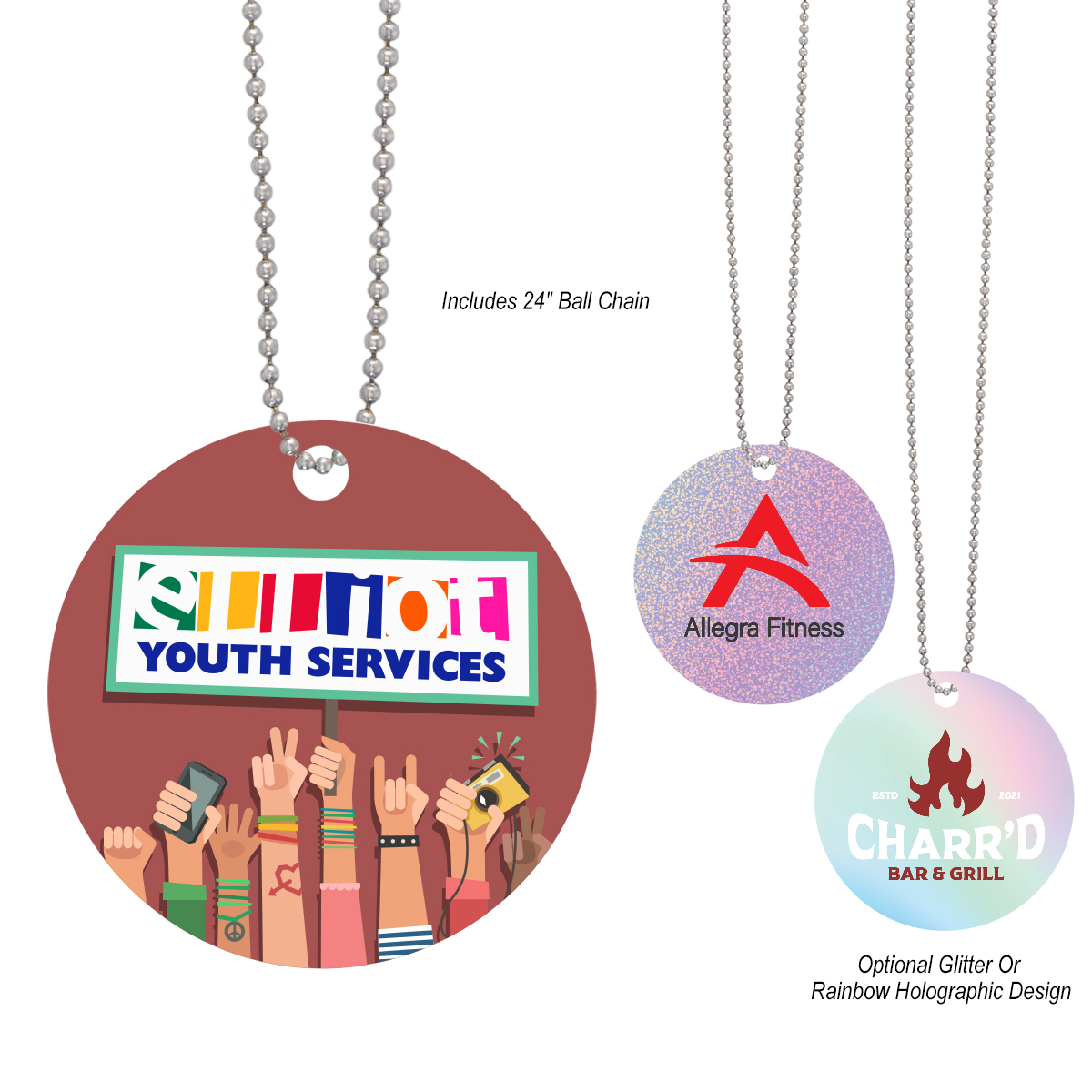 Acrylic Charm With Chain - Circle