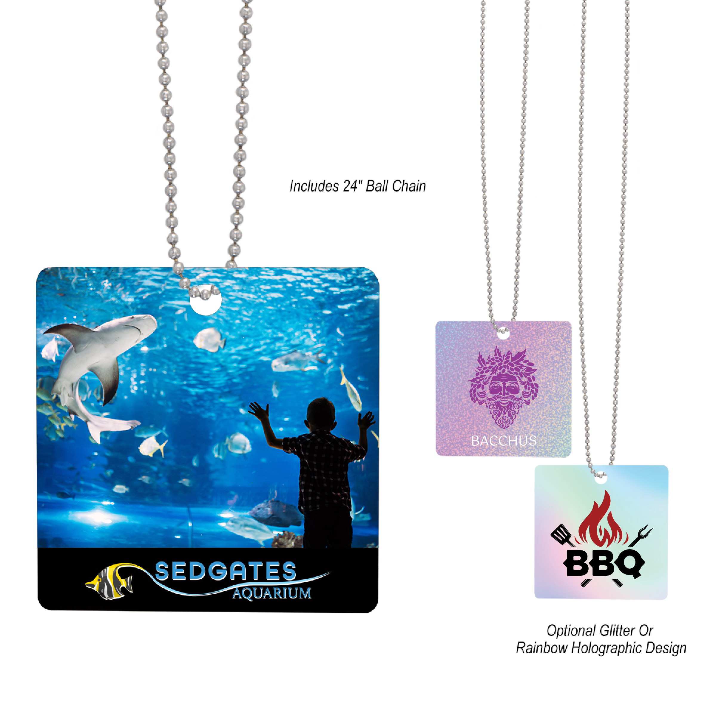 Acrylic Charm With Chain - Square