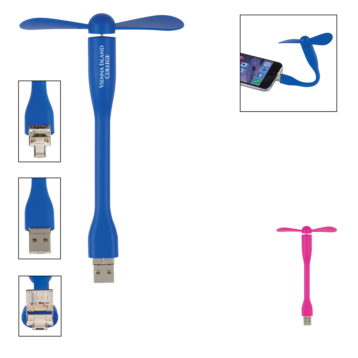 Mini USB Fan with 3 Way Connector