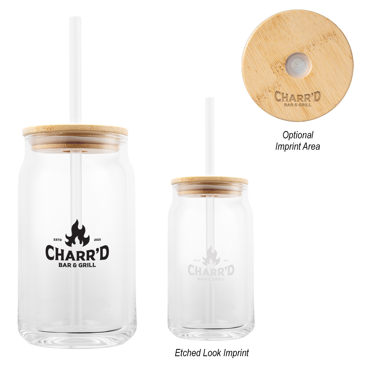 17 oz Soda Lime Glass Can with Bamboo Lid