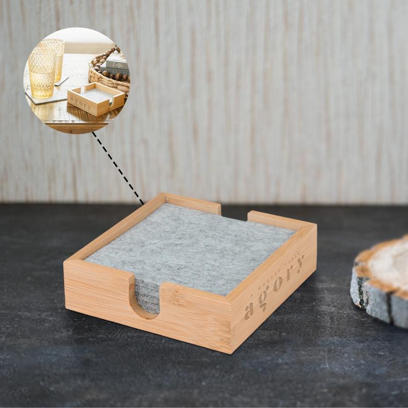 Bamboo & Recycled Felt Coaster Set