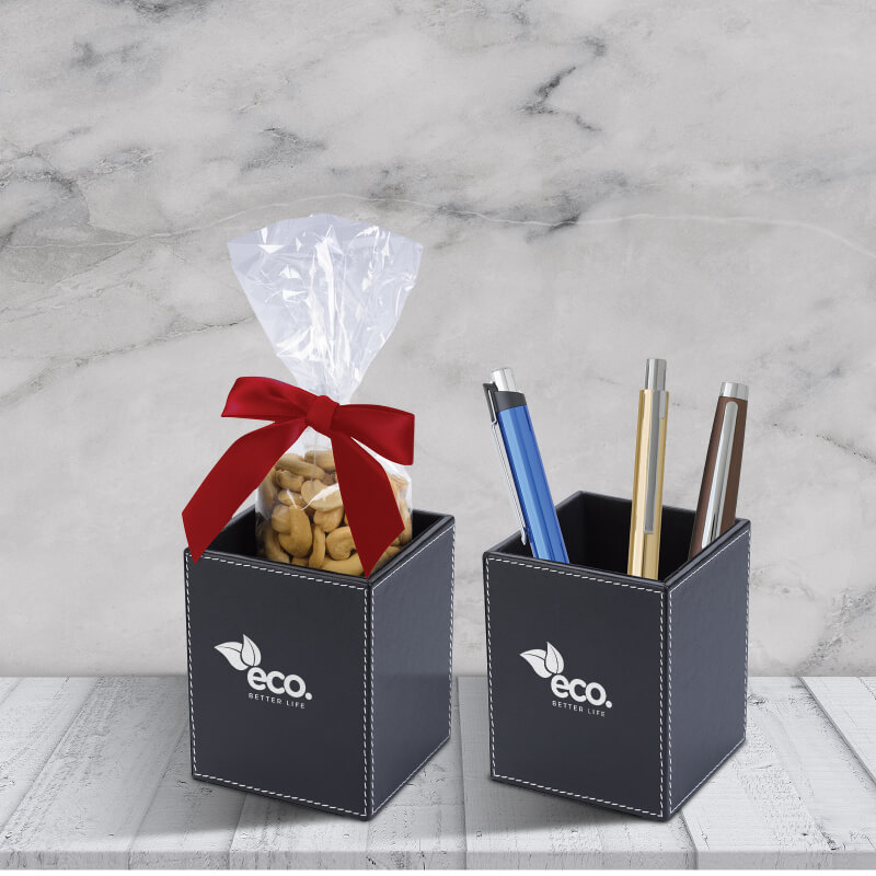 Faux Leather Pen Cup Set