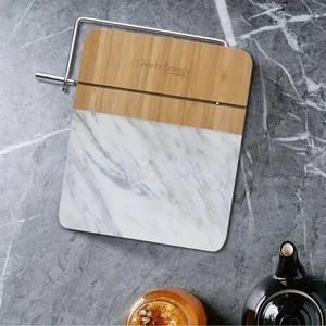 Marble and Bamboo Cheese Cutting Board With Slicer