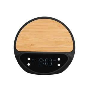 10W Bamboo Wireless Charger With Digital Clock view 1