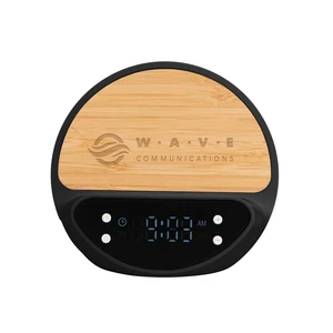 10W Bamboo Wireless Charger With Digital Clock