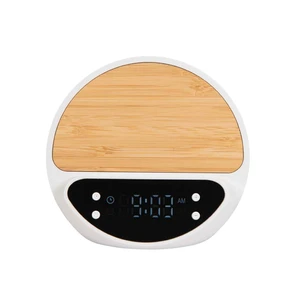 10W Bamboo Wireless Charger With Digital Clock view 2