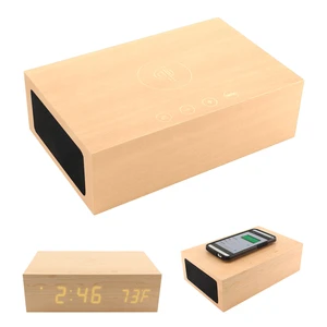 BlueSequoia Alarm Clock With Qi Charging Station And Wireless Speaker view 1