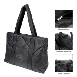 Luxe Quilted Puffer Tote Bag view 1