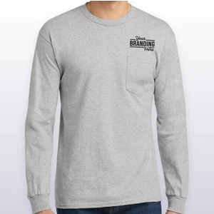 Gildan - Ultra Cotton 100% US Cotton Long Sleeve T-Shirt with Pocket. 2410